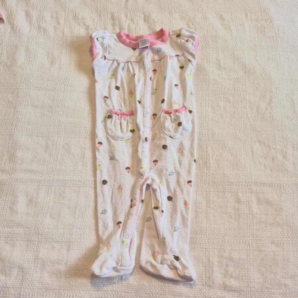 Gymboree girls 3-6 months Ice Cream Shop footie 1 piece romper sleeper VGUC